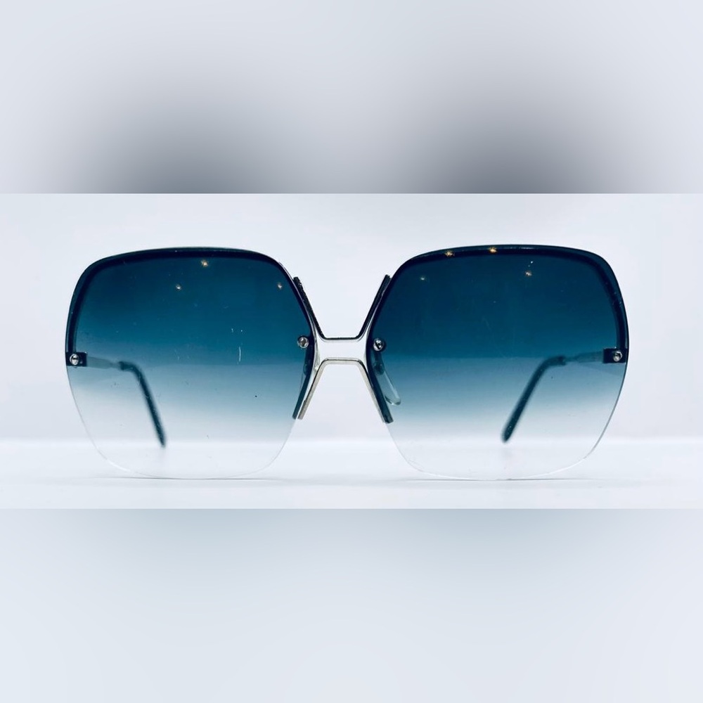 Vintage Silver Oval Half-Rim Sunglasses Frames Only - Picture 3 of 8